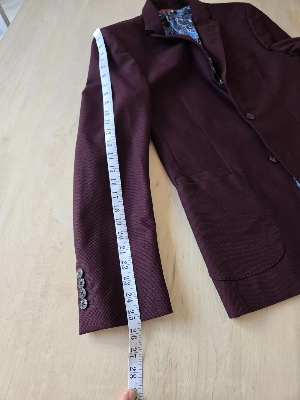 AU NOIR Burgundy Single-Breasted Blazer - damage - Picture 12 of 13